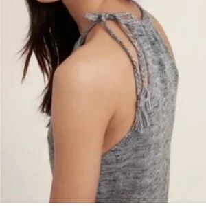 Aritzia Community Bostrum Gray Wool Linen Alpaca 🦙 Knit Sleeveless Crop Tank